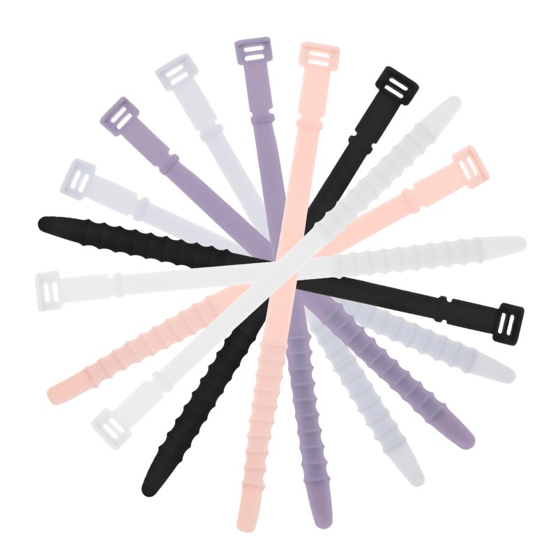 Reusable Silicone Cable Ties 10pcs Heavy Duty Elastic Cord Straps Wire Management Organizer Multi Color Pack - Image 2