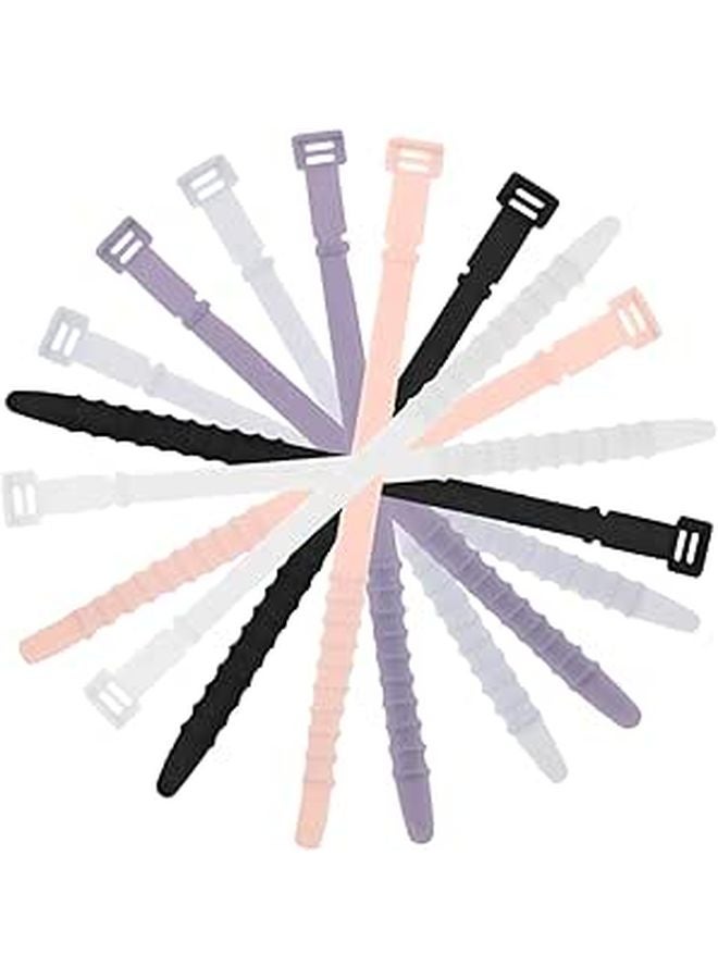 Reusable Silicone Cable Ties 10pcs Heavy Duty Elastic Cord Straps Wire Management Organizer Multi Color Pack - Image 1