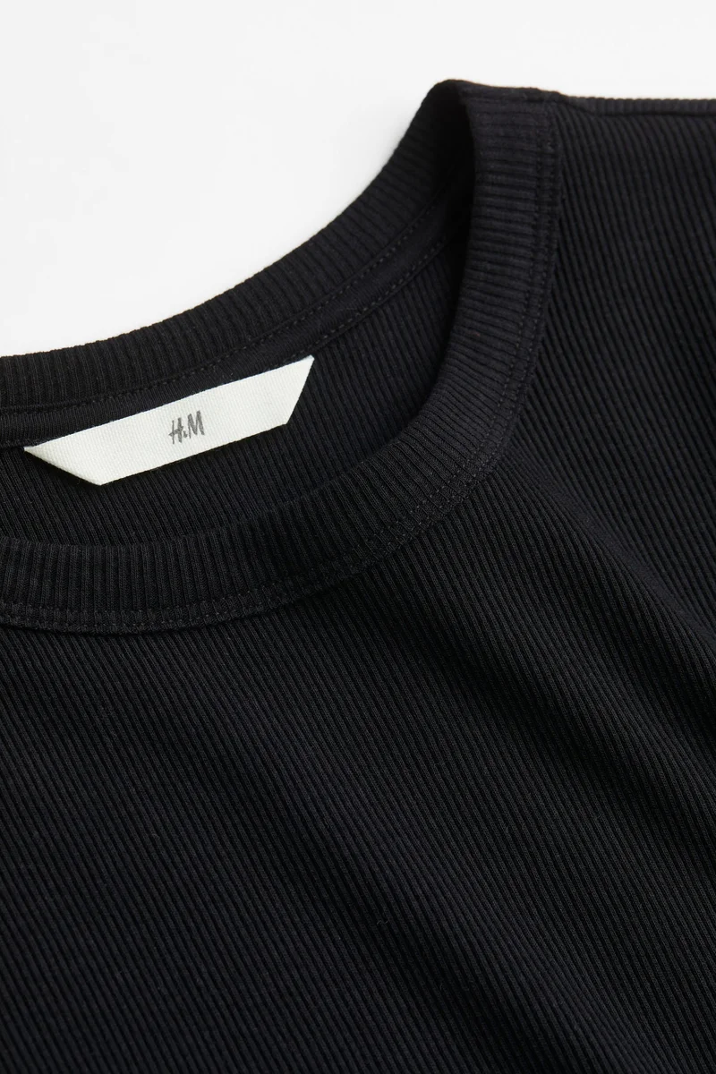 H&M Ribbed Modal-Blend T-Shirt