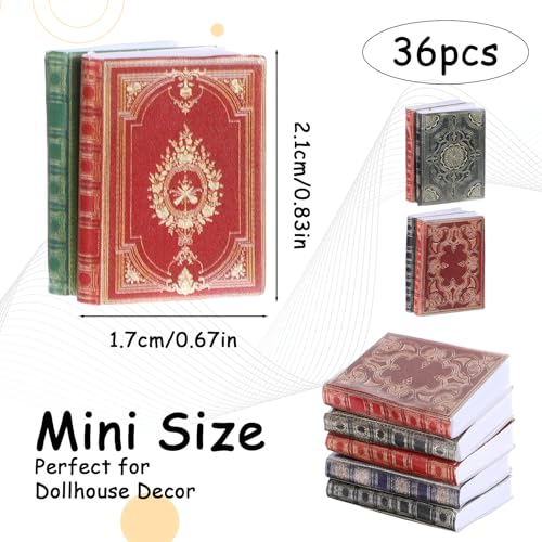 Hpmjz 36Pcs Miniatures Dollhouse Books Mini Books Dollhouse Accessories 112 Assorted Colors Tiny Timeless Miniatures Books Model Decoration Gifts Supplies for Dollhouse Study Room Bedroom Library - Image 5
