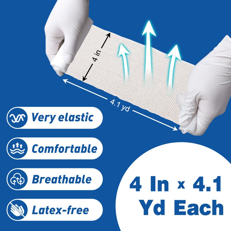 AZEN 96 Pack Gauze Rolls Bandages, 4 in x 4.1 Yards, Premium Medical Supplies & First Aid Supplies, Bandage Wrap Vet Wrap, Mummy Wraps - Image 3
