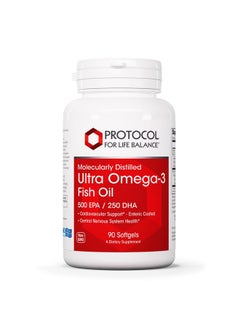 Protocol For Life Balance Protocol Ultra Omega-3-500mg EPA & 250mg DHA - Fish Oil for Brain Support, Heart & Nervous System Health* - EPA DHA Omega Supplement - Non-GMO & Halal - 90 Softgels  - Image 1