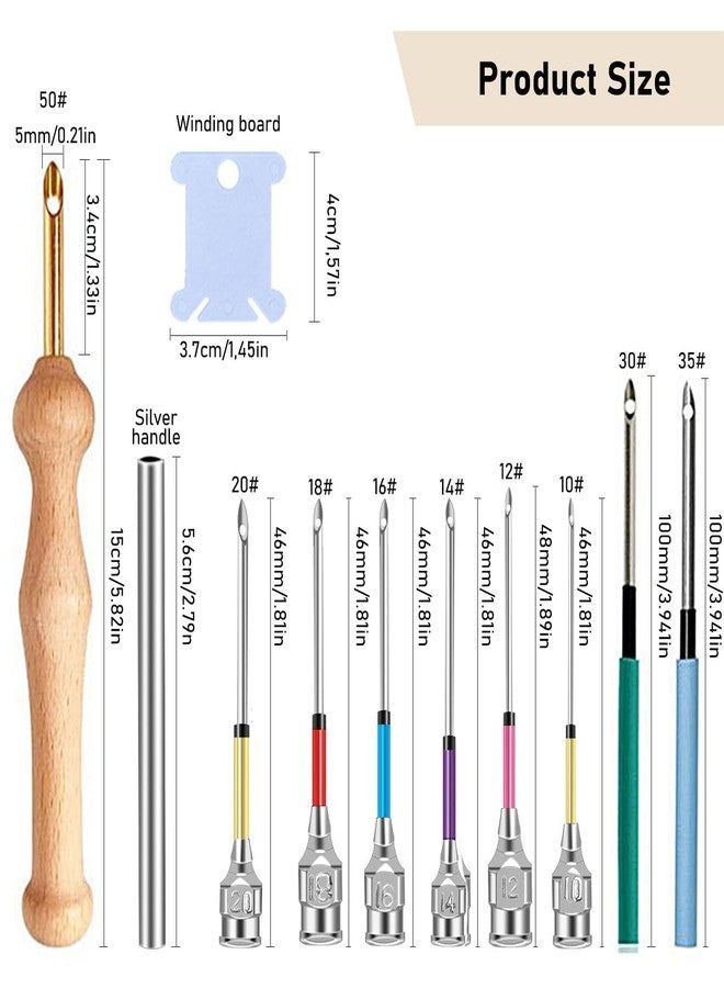 TecoKart 22PCS Punch Needle Set - 9 Sizes, Needle Threader, Wooden Handle Embroidery Pen, Floss Winding Board, DIY Sewing Tools - Image 2