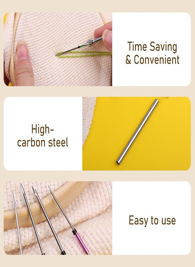 TecoKart 22PCS Punch Needle Set - 9 Sizes, Needle Threader, Wooden Handle Embroidery Pen, Floss Winding Board, DIY Sewing Tools - Image 3