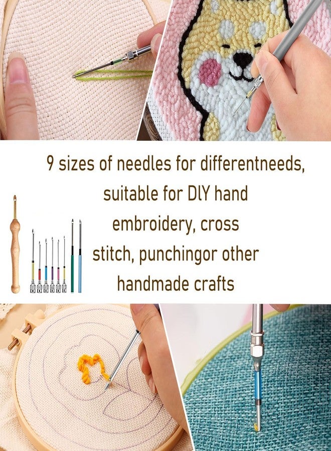TecoKart 22PCS Punch Needle Set - 9 Sizes, Needle Threader, Wooden Handle Embroidery Pen, Floss Winding Board, DIY Sewing Tools - Image 4