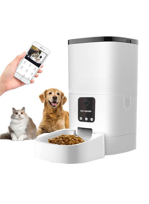 Pet Feeder,,6L Automatic Cat Feeder with 1080P Camera, Pet Food Dispenser for Cats and Dogs WiFi Smart Feeder with 6L 2-Way Audio, App Control, Timed Feeder, Voice Recorder for Schedule Feeding