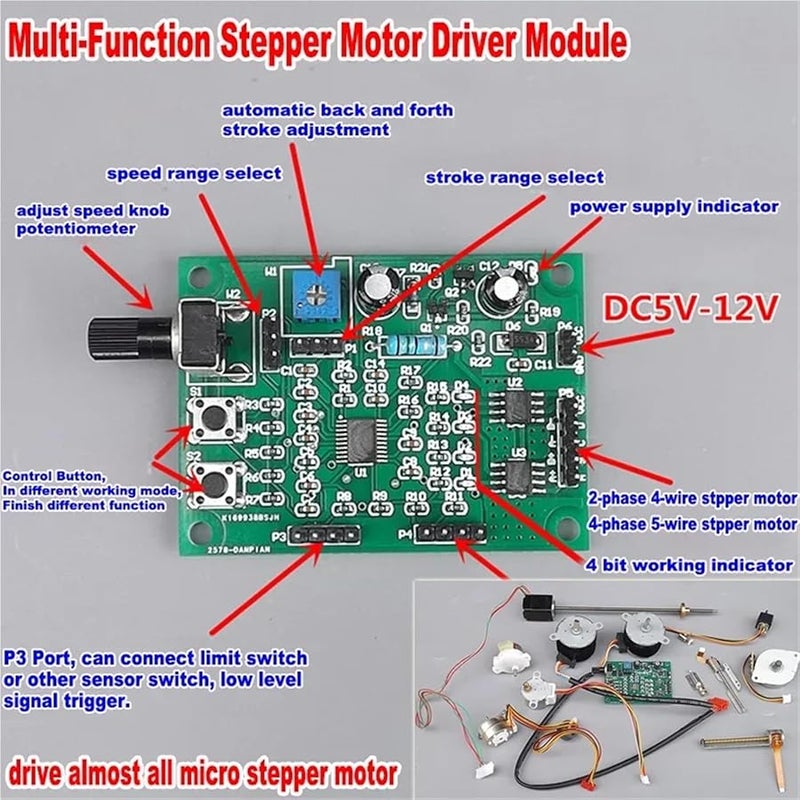 Stepper Motor Driver Board Module DC 5V 12V Speed Controller For 2 Phase 4 Wire - Image 4