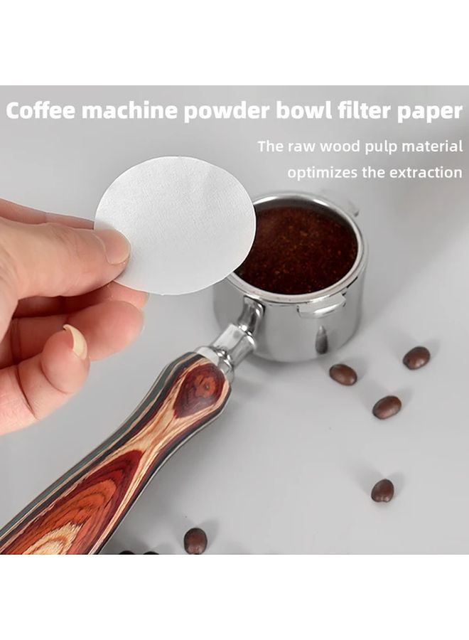 51mm Coffee Bottomless Portafilter Handle With 100 Pcs Unbleached Coffee Filter Papers Stainless Steel Espresso Machine Replacement Accessories Colored Wood Handle - Image 4