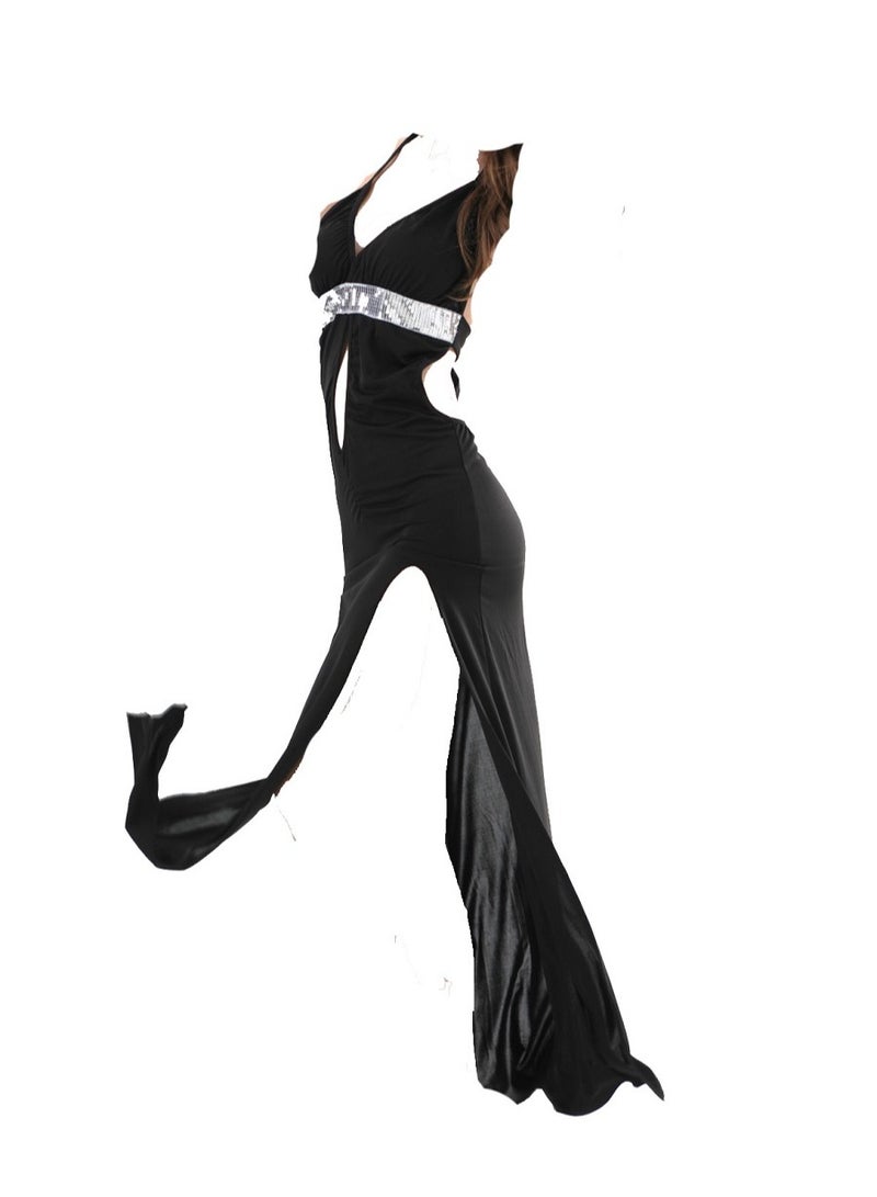 Women Cut Out Side Sleeveless Split Thigh Party Bodycon Maxi Dress - Image 2