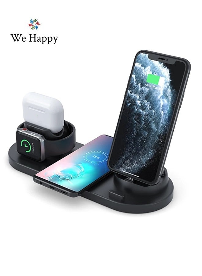 We Happy 6 in 1 Wireless Charging Station, Multi-Function Portable Fast Charger Stand for Smartphone, Watch and Air buds - Image 1