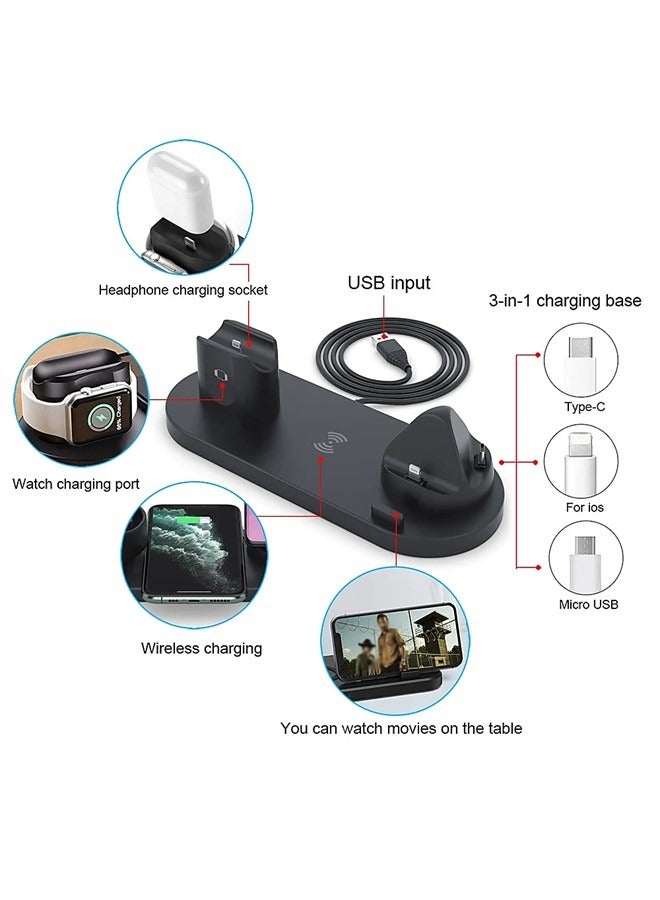 We Happy 6 in 1 Wireless Charging Station, Multi-Function Portable Fast Charger Stand for Smartphone, Watch and Air buds - Image 3