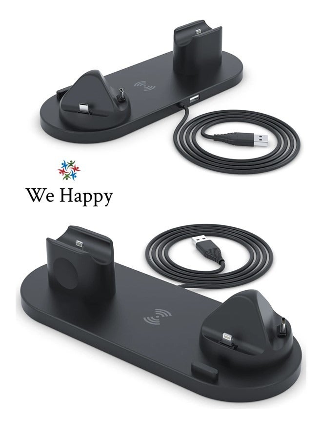 We Happy 6 in 1 Wireless Charging Station, Multi-Function Portable Fast Charger Stand for Smartphone, Watch and Air buds - Image 2