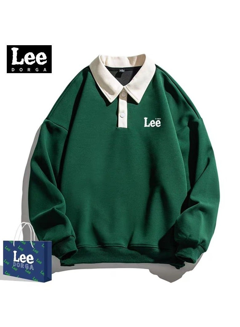 LEE New Loose Casual Long Sleeved Polo Shirt With Contrasting Colors  - Image 1