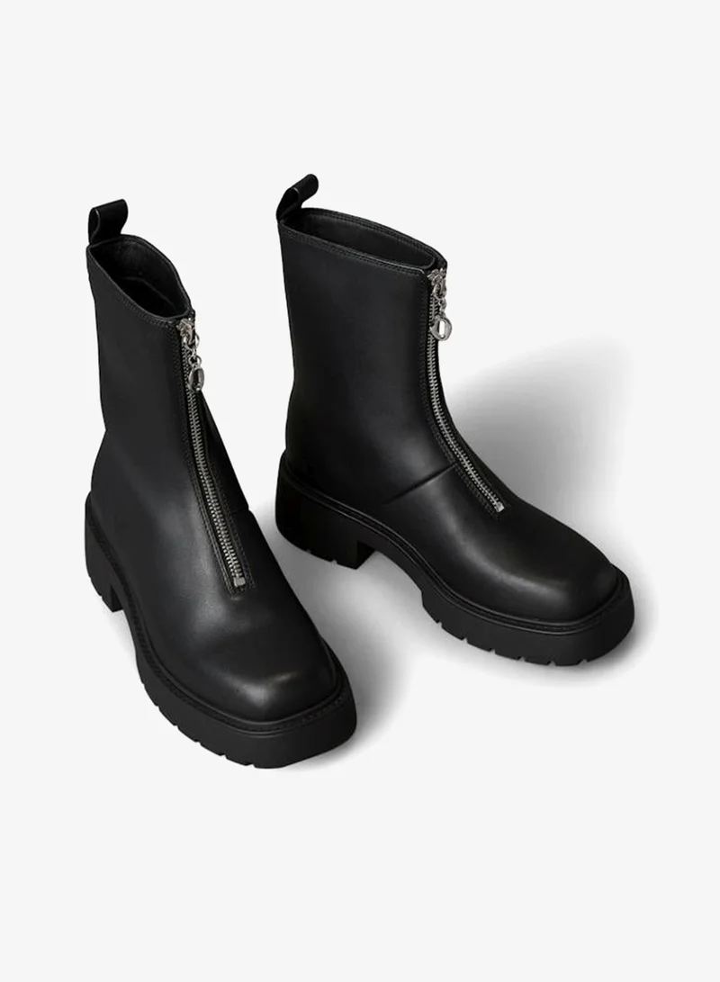 Calvin Klein Jeans  Leather Chunky Zip Ankle Boots for Women | Best Price UAE