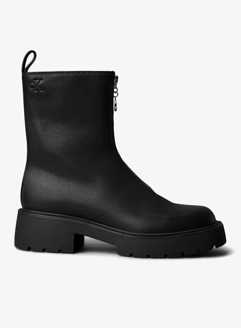 Calvin Klein Jeans Leather Chunky Zip Ankle Boots