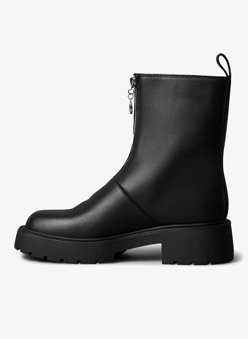 Calvin Klein Jeans Leather Chunky Zip Ankle Boots