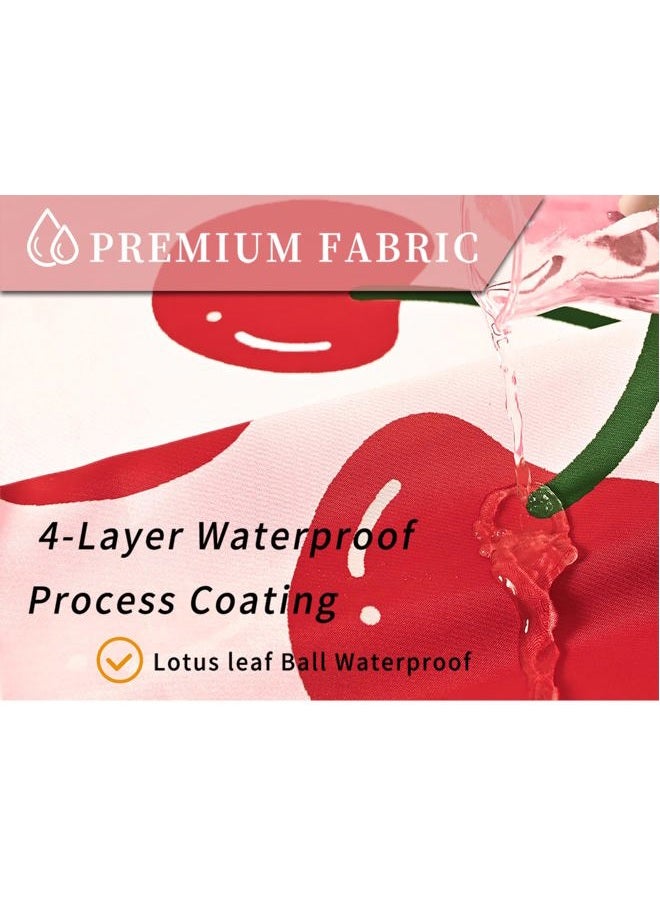 ANYBAR Fabric Shower Curtain Cute Floral Cherry Curtains Waterproof Soft Polyester Bathroom Curtain- Decorative Washable Privacy Cloth Shower Curtain for Bathroom Hotel (72x72inch) Pink - Image 5