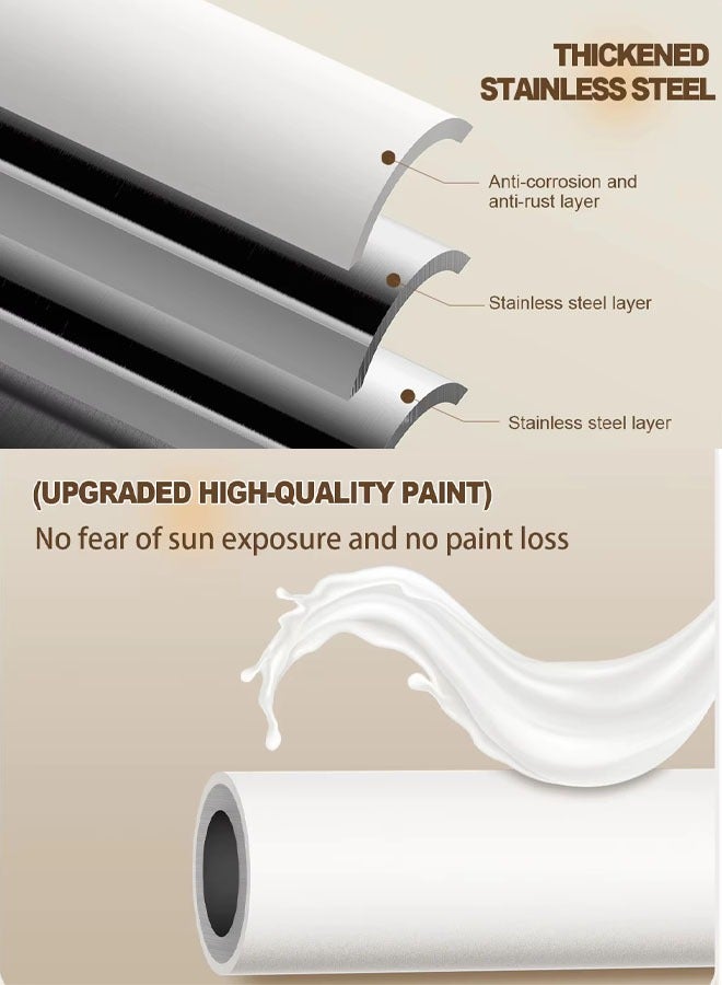 Dominy Telescopic Closet Pole,Closet Shelf Rod，Tension Shower Curtain Rod 70 to 120 cm, Heavy Duty Tension Curtain Rod, No Drilling Required, Suitable for Windows, Room Dividers, Outdoor, Terrace, Bathroom, Doors, Wardrobes, Easy to Install and Adjustable - White - Image 4