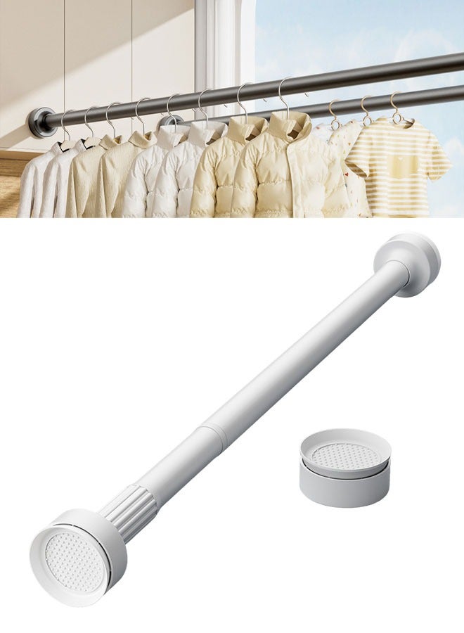 Dominy Telescopic Closet Pole,Closet Shelf Rod，Tension Shower Curtain Rod 70 to 120 cm, Heavy Duty Tension Curtain Rod, No Drilling Required, Suitable for Windows, Room Dividers, Outdoor, Terrace, Bathroom, Doors, Wardrobes, Easy to Install and Adjustable - White - Image 1