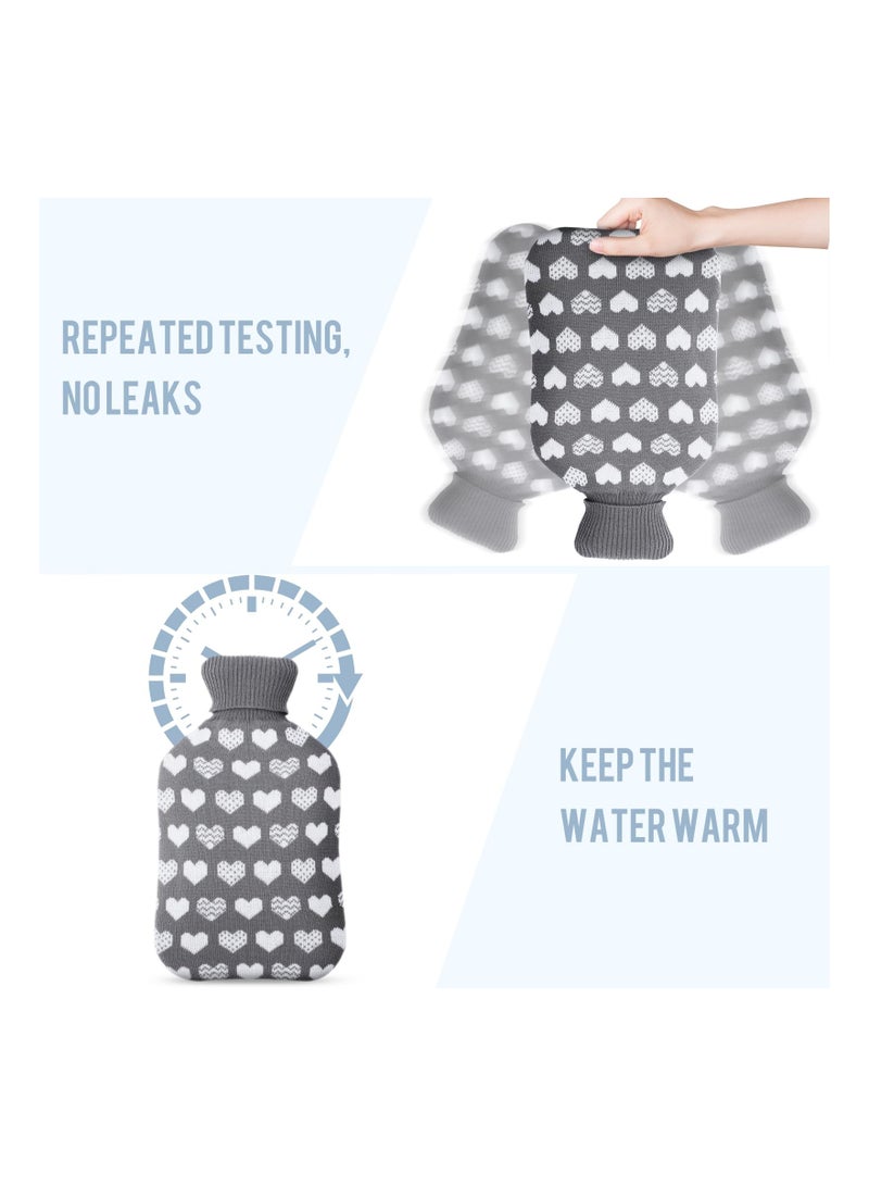 Zikra Hot Water Bottle with Cover 2L Bag Large for and Cold Compress Knitted Hand Feet Warmer Neck Shoulder Pain Relief Gift Black - Image 5