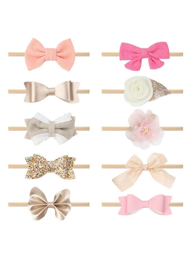Subesty 10 PCS Baby Girl Headbands and Bows Soft Elastic Nylon Hairbands Handmade Newborn Head Bands Hair Accessories for Babies Infant Toddler - Image 1