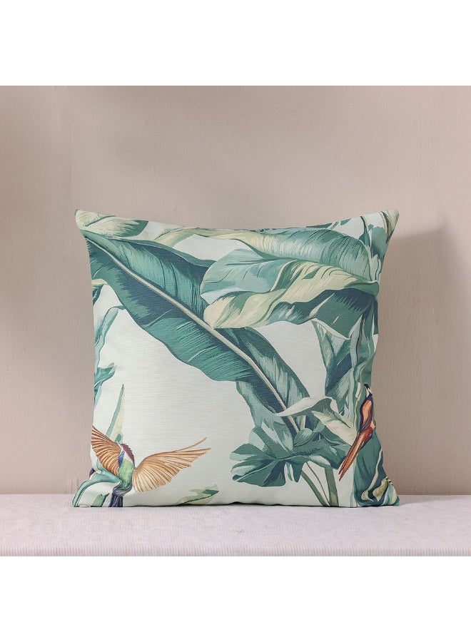 DANUBE HOME وسادة رمي بسحاب بدون حواف | وسادة رمي للحديقة ديكور المزرعة | وسادة زخرفية لمقاعد الجلوس الخارجية كرسي أريكة أرجوحة جازبو 45X45 سم - طباعة همسات استوائية - Image 1