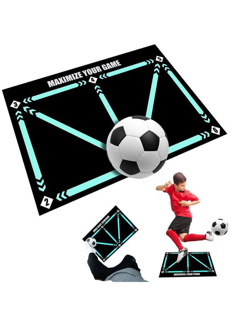 SYOSI Football Footstep Training Mat with Soccer sock Dribble Silent Sport Mat Silent Anti Skid Shock Absorption Training Mat Football Doormat Corner Field Training Mat Training Pace Ball Sport Mat - Image 1