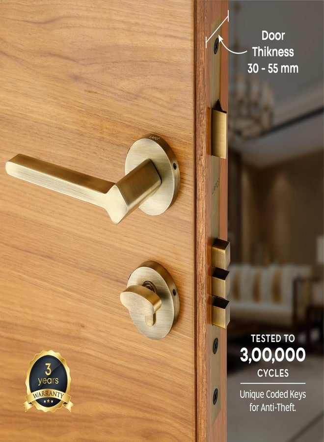 LAPO Heavy Duty Door Locks for Main Door, Door Lock for Bedroom, Mortise Door Lock Set, Door Lock Handlesets with 3 Brass Key for Home,Office,Hotel | Antique Finish | 3 Years Warranty Ro-181 - Image 2