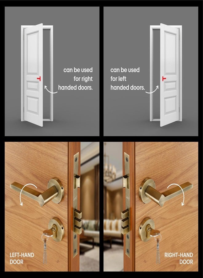 LAPO Heavy Duty Door Locks for Main Door, Door Lock for Bedroom, Mortise Door Lock Set, Door Lock Handlesets with 3 Brass Key for Home,Office,Hotel | Antique Finish | 3 Years Warranty Ro-181 - Image 4