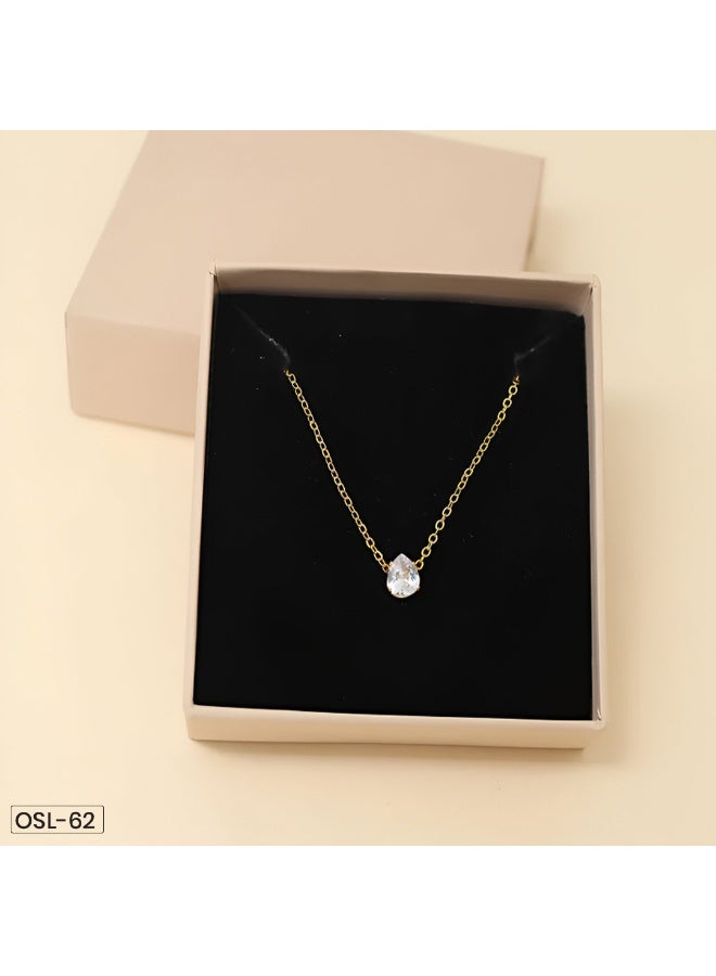 Osluxe White Diamond Pendant Necklace for Women – Gold Plated, Anti-Tarnish, Waterproof (OSL-62) - Image 3
