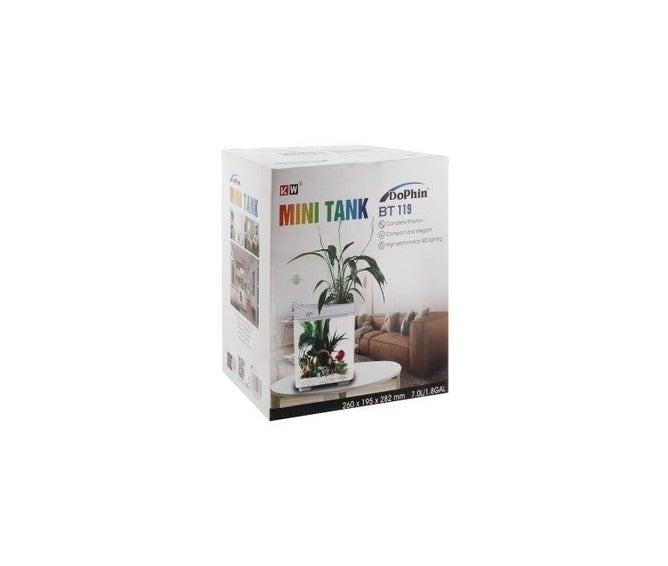 KW Zone BT 119 Mini 7L Fish Tank with LED Lights & Filtration (26x19.5x28.2cm) , 1 pcs