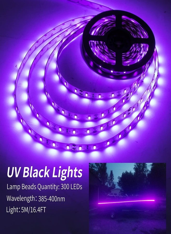 Vbakor 12V 16.4FT Marine Boat Ultra Violet UV Black Light LED Lights Strip, Night Fishing Lights, 5050 LED Waterproof UV Led Strip with Extension Cable for Fishing Boat Pontoon Yacht - Image 2