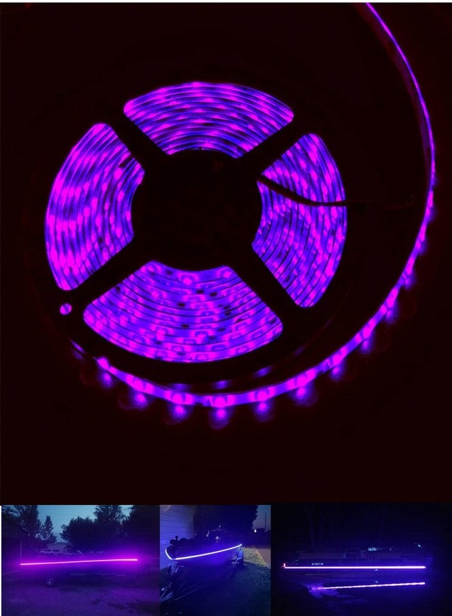 Vbakor 12V 16.4FT Marine Boat Ultra Violet UV Black Light LED Lights Strip, Night Fishing Lights, 5050 LED Waterproof UV Led Strip with Extension Cable for Fishing Boat Pontoon Yacht - Image 1