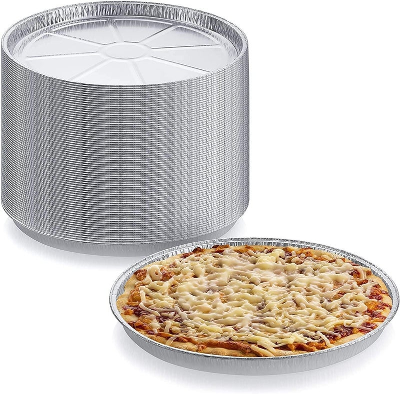 DCS Deals Pack of 12 Disposable Round Foil Pizza Pans – Durable Pizza Tray for Cookies, Cake, Focaccia and More – Size: 12-1/4" x 3/8" - Image 2