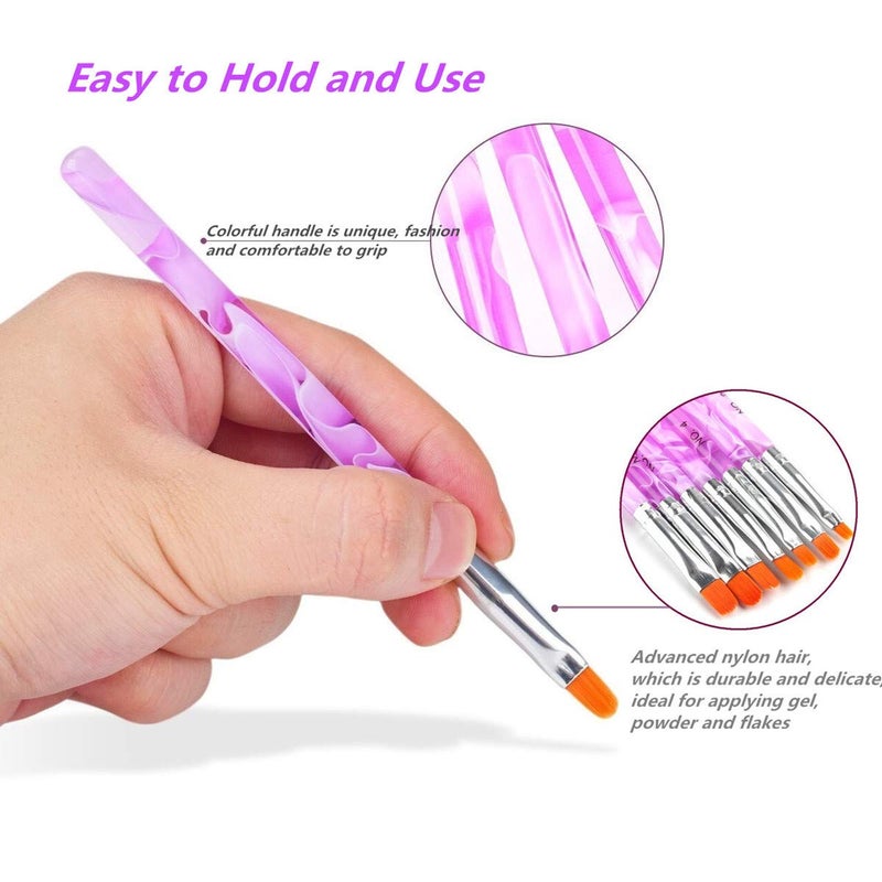 FULINJOY 7 PCS UV Gel Nail Brush, Acrylic Nail Tips Builder Brush Pen Drawing Brushes Pen Tool Set - Image 3
