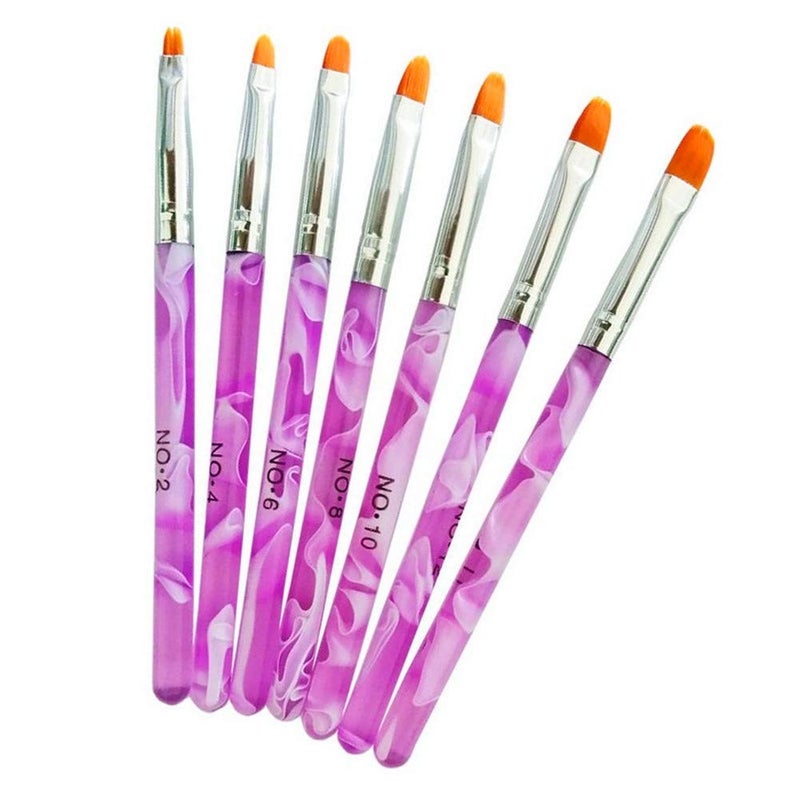 FULINJOY 7 PCS UV Gel Nail Brush, Acrylic Nail Tips Builder Brush Pen Drawing Brushes Pen Tool Set - Image 1