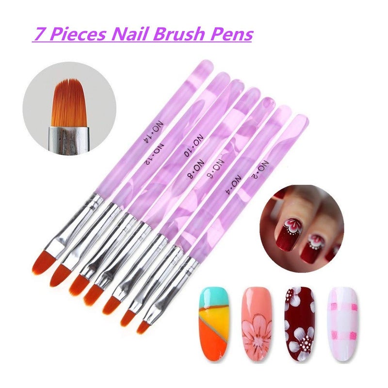 FULINJOY 7 PCS UV Gel Nail Brush, Acrylic Nail Tips Builder Brush Pen Drawing Brushes Pen Tool Set - Image 4