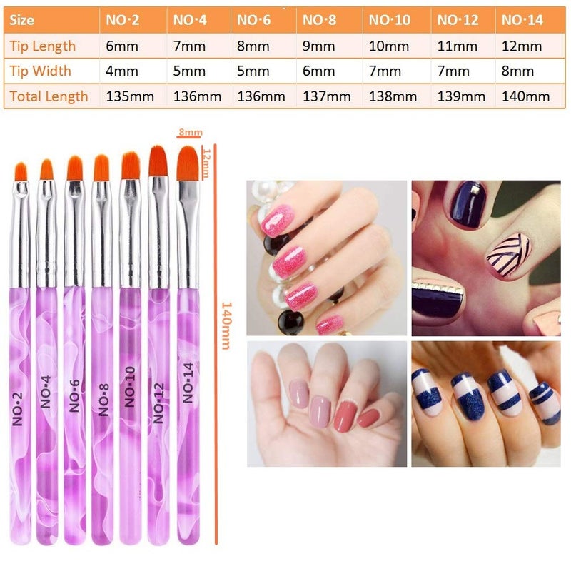 FULINJOY 7 PCS UV Gel Nail Brush, Acrylic Nail Tips Builder Brush Pen Drawing Brushes Pen Tool Set - Image 2