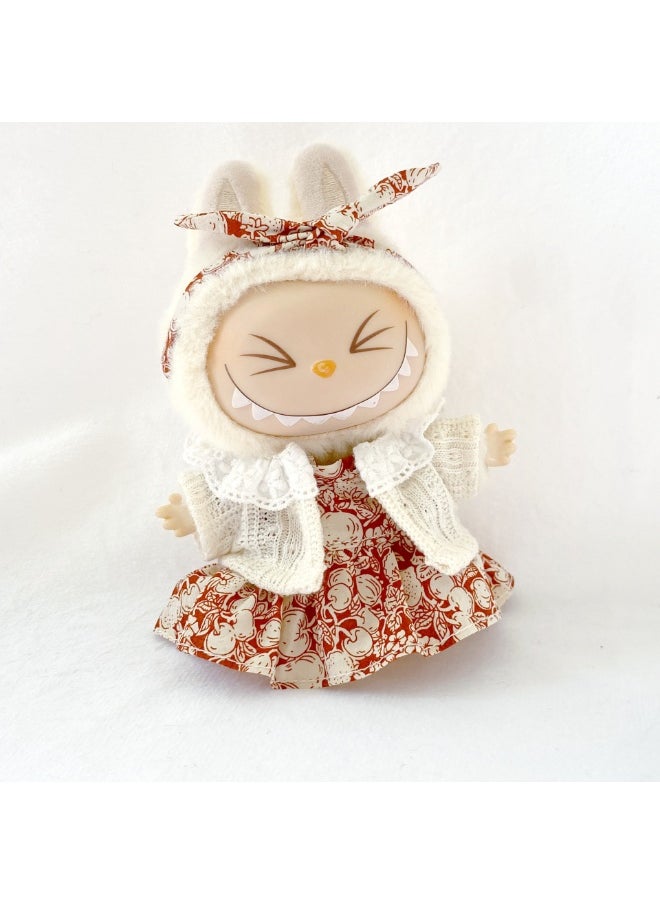 LABUBU Labubu Knitted Cardigan Dress Casual Wear Doll Clothing 1/2/5 Generation Sitting Party Plush Vinyl Face Plush Toy Clothes Set 