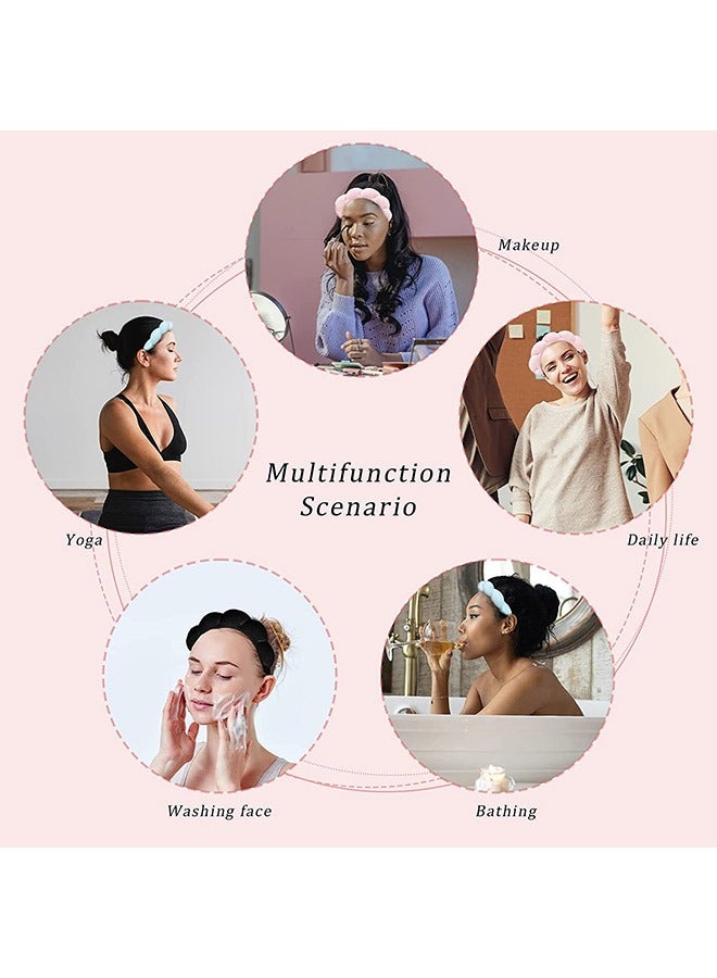 2 Pcs Spa Sponge Headband and Wristband Scrunchies, Twisted Bubble Make Up Hair Band, Cloth Fabric Hair Band Washing Face Skincare Accessory(Pink) - Image 5