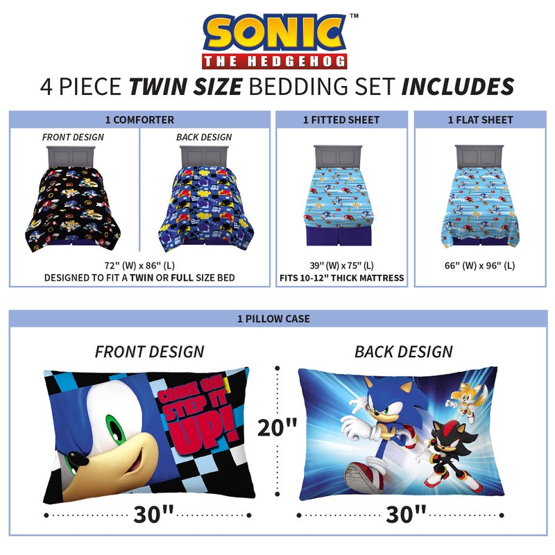 Franco Sonic the Hedgehog Anime Kids Super Soft Comforter and Sheet Set, 4 Piece Twin Size by Franco - Image 3