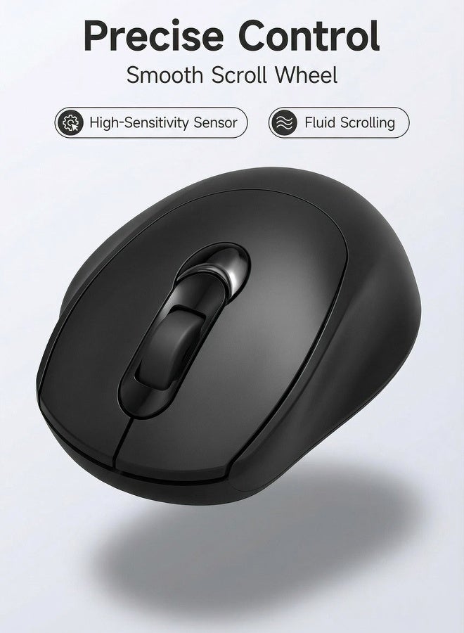 T-WOLF Wireless mouse, Bluetooth mouse, dual-mode charging office mouse, portable gaming mouse, featured features include mute button and three-level DPI adjustment function, black mouse - Image 3