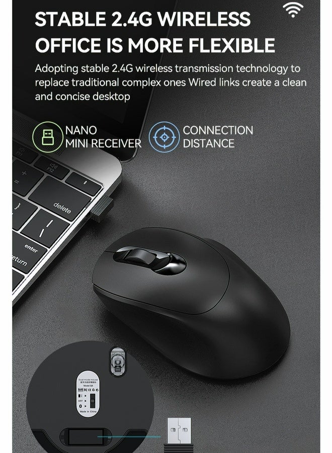 T-WOLF Wireless mouse, Bluetooth mouse, dual-mode charging office mouse, portable gaming mouse, featured features include mute button and three-level DPI adjustment function, black mouse - Image 2