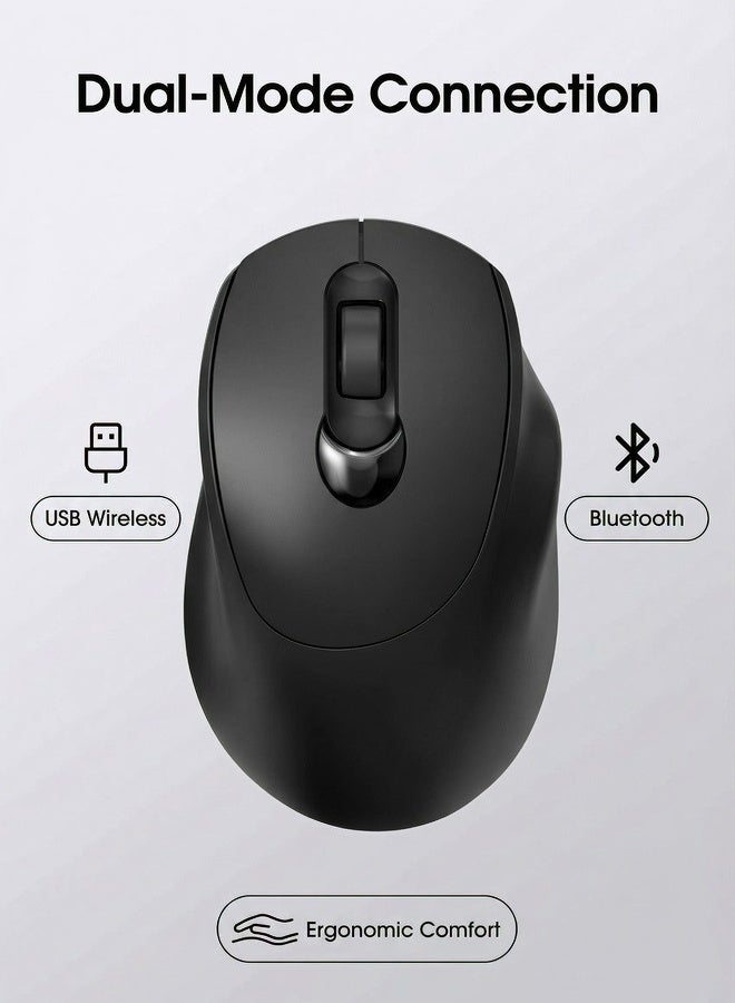 T-WOLF Wireless mouse, Bluetooth mouse, dual-mode charging office mouse, portable gaming mouse, featured features include mute button and three-level DPI adjustment function, black mouse - Image 4