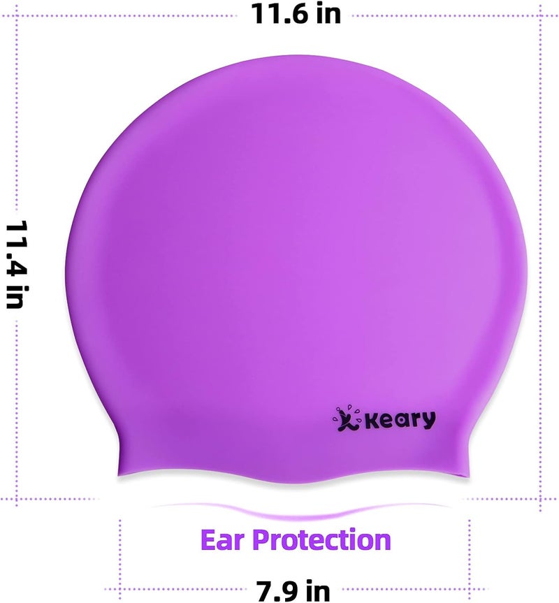 Keary Extra Large Swim Cap for Braids and Dreadlocks Extensions Weaves Long Hair, Waterproof Silicone Cover Ear Bath Pool Shower Swimming Cap for Adult Youth to Keep Hair Dry, Easy to Put On and Off - Image 2
