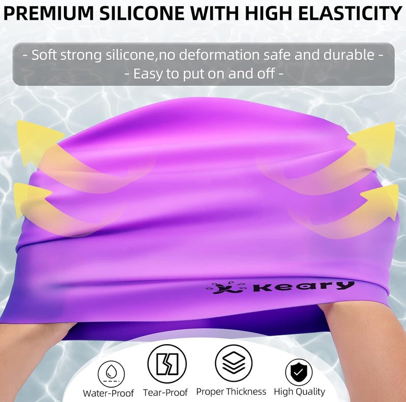 Keary Extra Large Swim Cap for Braids and Dreadlocks Extensions Weaves Long Hair, Waterproof Silicone Cover Ear Bath Pool Shower Swimming Cap for Adult Youth to Keep Hair Dry, Easy to Put On and Off - Image 5