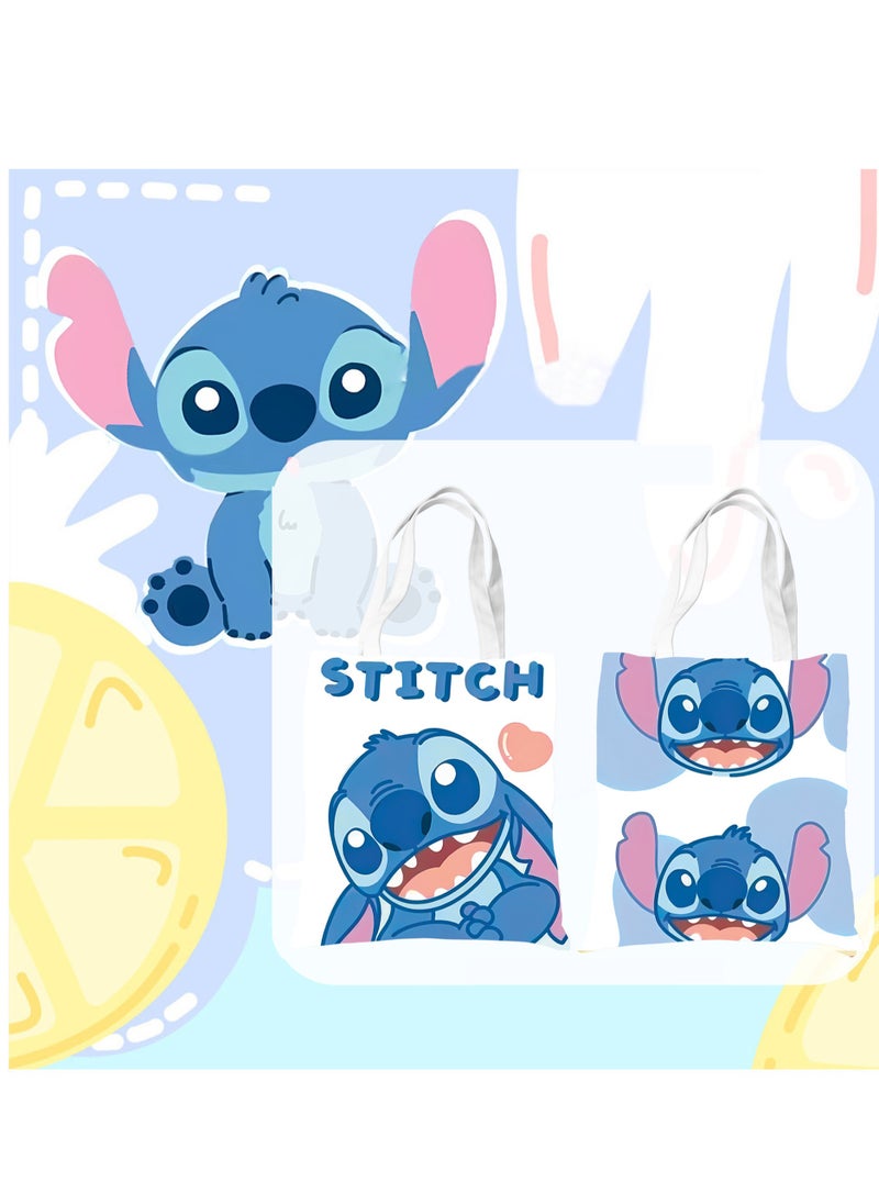 STITCH Cartoon Stitch double-sided printed pattern canvas bag, tote bag, shopping bag, shoulder bag, reusable eco-friendly bag  - Image 1