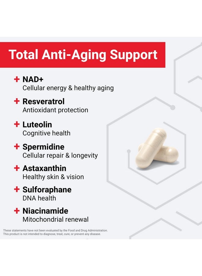 FORCE FACTOR NAD+ (NMN or Nicotinamide Riboside Alternative) with Resveratrol, Astaxanthin, Spermidine & Luteolin Complex, NAD to Support Cellular Health & Healthy Aging, 60 Capsules - Image 5