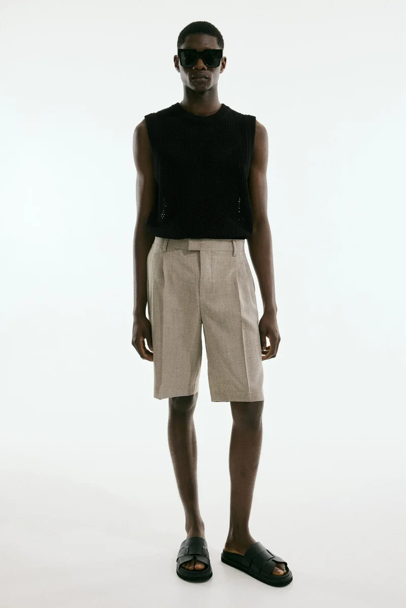 اتش اند ام بلوزة فيست محبوكة بقصة عادية