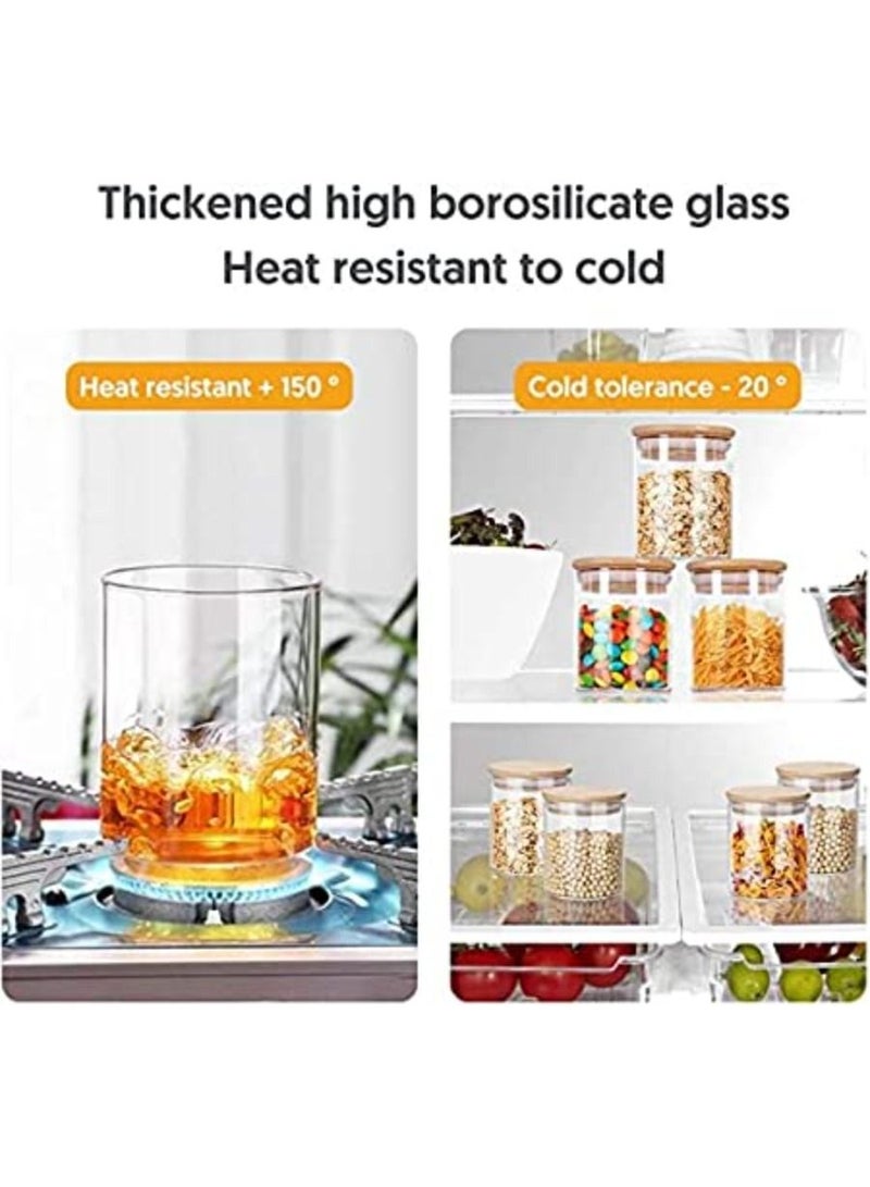 QUESERA 4 pc Set 400 ML  14 oz BOROCILICATE GLASS Spice Jars with Bamboo Airtight Lids and Labels Food Cereal Storage Containers for Home Kitchen Tea Herbs Pasta Coffee Flour Herbs Grains - Image 3